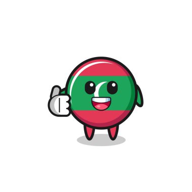 maldives flag mascot doing thumbs up gesture , cute design