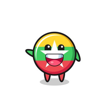 happy myanmar flag cute mascot character , cute design