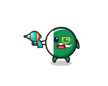 cute pakistan flag holding a future gun , cute design