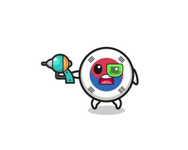 cute south korea flag holding a future gun , cute design
