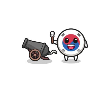 cute south korea flag shoot using cannon , cute design