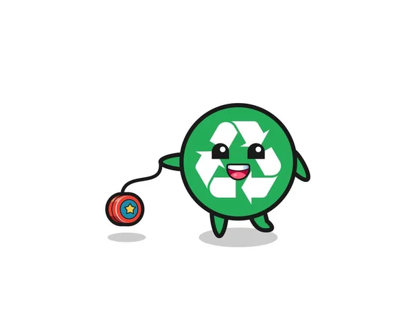 Cartoon Cute Recycling Playing Yoyo Cute Design — Wektor stockowy