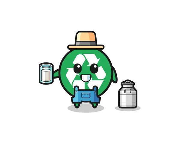 Recycling Cartoon Dairy Farmer Cute Design — Stockvektor