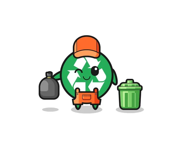 Mascot Cute Recycling Garbage Collector Cute Design — Stockový vektor