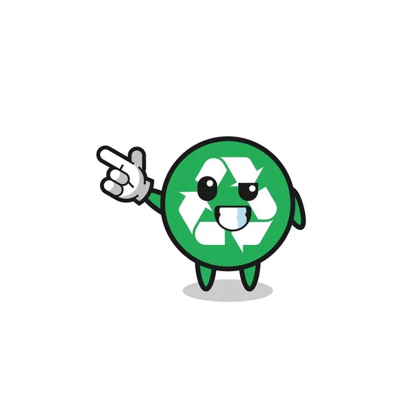 Recycling Mascot Pointing Top Left Cute Design — Stok Vektör