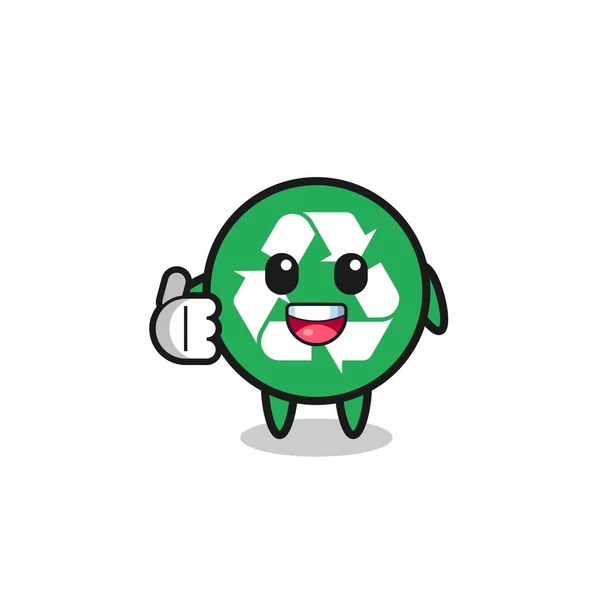 Recycling Mascot Doing Thumbs Gesture Cute Design — Stockvektor