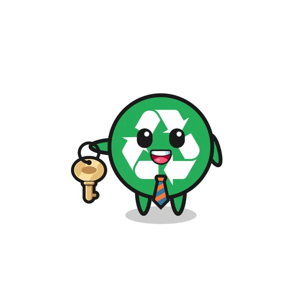 Cute Recycling Real Estate Agent Mascot Cute Design — Stockový vektor