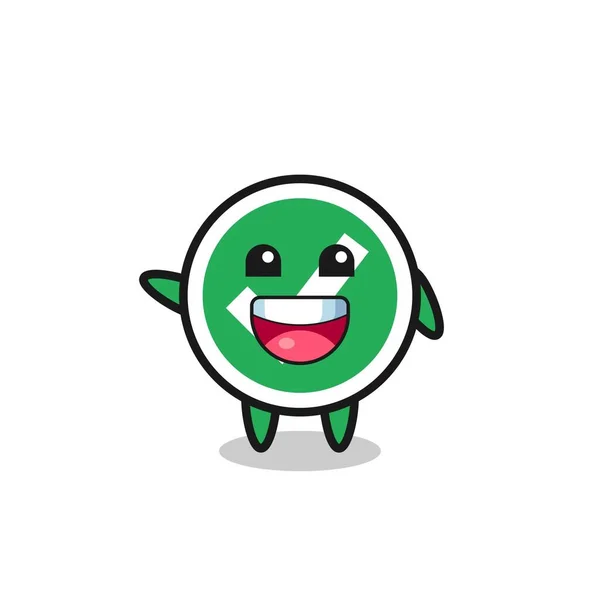 Happy Check Mark Cute Mascot Character Cute Design — стоковый вектор