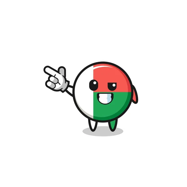 Madagascar Flag Mascot Pointing Top Left Cute Design — Stockový vektor