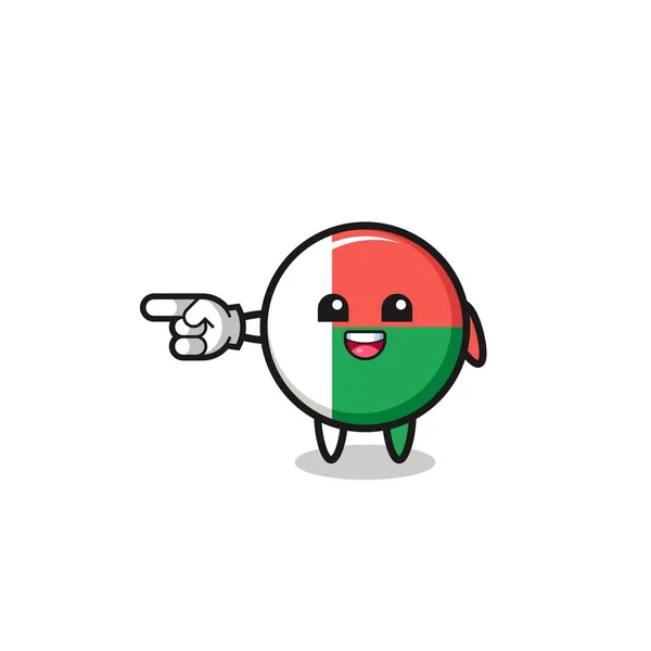 Madagascar Flag Cartoon Pointing Left Gesture Cute Design — стоковый вектор