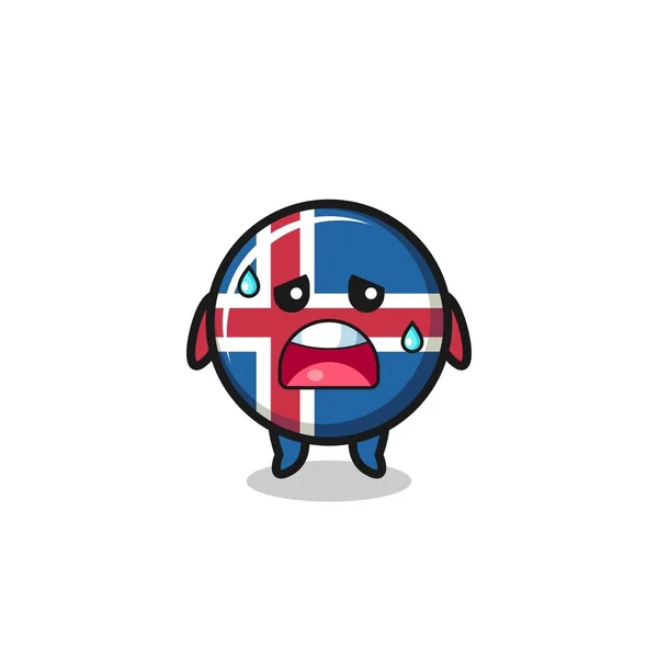 Fatigue Cartoon Iceland Flag Cute Design — Wektor stockowy