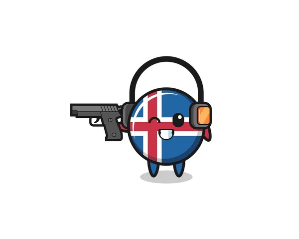 Illustration Iceland Flag Cartoon Doing Shooting Range Cute Design — Wektor stockowy