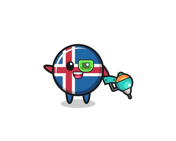 Iceland Flag Cartoon Future Warrior Mascot Cute Design — стоковий вектор