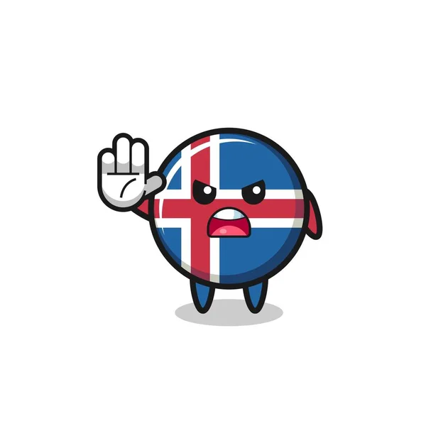 Iceland Flag Character Doing Stop Gesture Cute Design — стоковий вектор