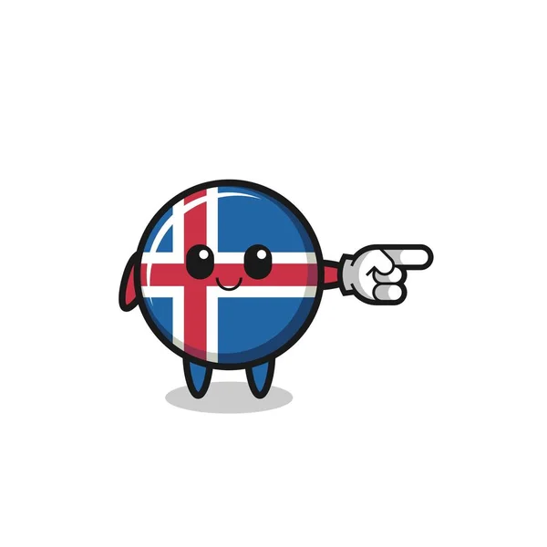 Iceland Flag Mascot Pointing Right Gesture Cute Design — Stock Vector