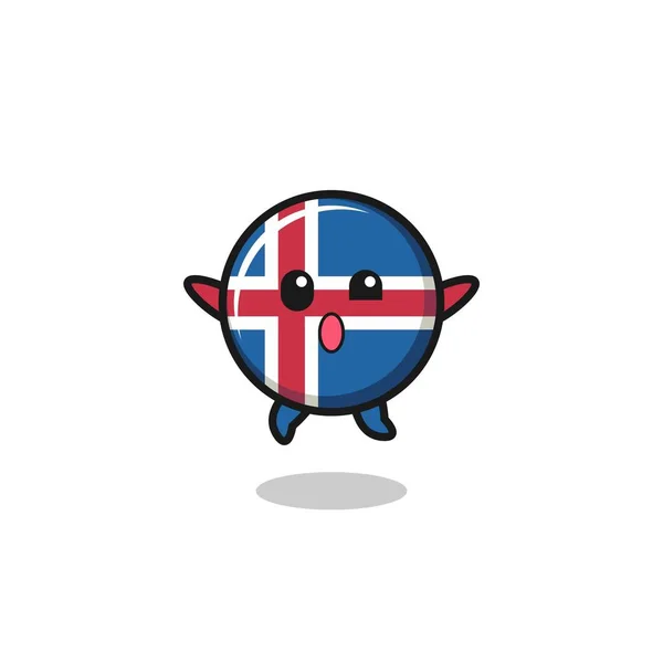 Iceland Flag Character Jumping Gesture Cute Design — стоковий вектор
