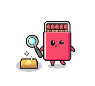 kibrit kutusu karakteri altın külçesinin gerçekliğini kontrol ediyor, şirin tasarım