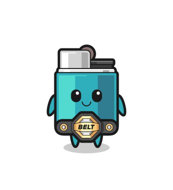 Kemerli MMA dövüşçüsü hafif maskot, şirin bir tasarım.