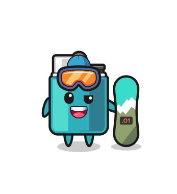 Snowboard stili daha hafif bir karakter tasviri, şirin tasarım.