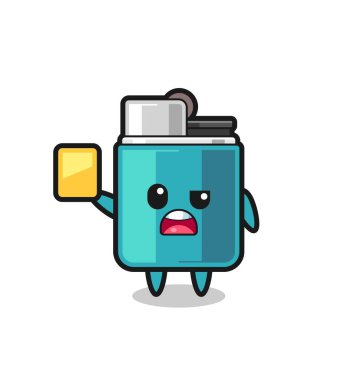 Futbol hakemi olarak daha hafif bir çizgi film karakteri sarı kart veriyor, şirin bir tasarım.