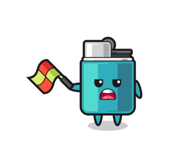 Çizgi film, çizgi film yargıcı olarak bayrağı 45 derecelik açıyla kaldırıyor, şirin tasarım.