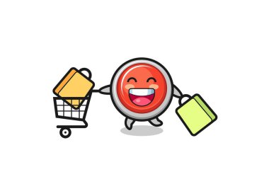 Kara Cuma illüstrasyonu şirin acil durum düğmesi maskotu, şirin tasarım