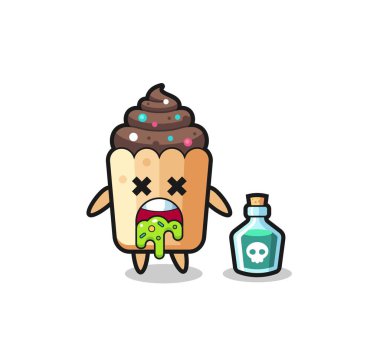 Zehirlenme sonucu kusan bir kek karakterinin güzel bir tasarımı.