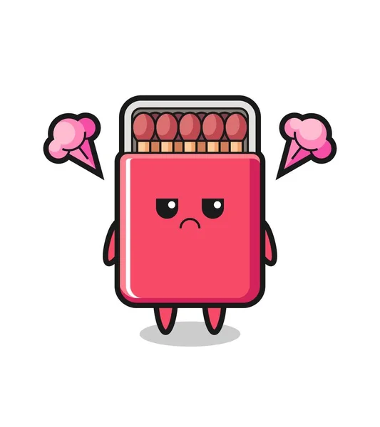 Expresión Molesta Caja Cerillas Lindo Personaje Dibujos Animados Lindo Diseño — Vector de stock