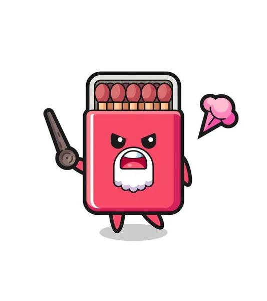 Cute Matches Box Grandpa Getting Angry Cute Design — Stock Vector