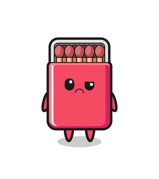 Mascot Matches Box Sceptical Face Cute Design — Stock Vector