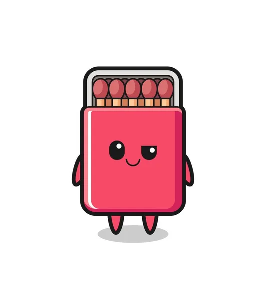 Matches Box Cartoon Arrogant Expression Cute Design — Stock Vector