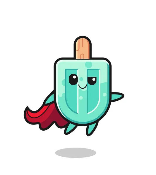 Cute Popsicles Superhero Character Flying Cute Design — Stock Vector