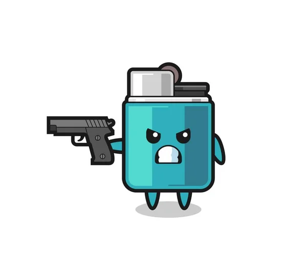 Tir Personnage Léger Mignon Avec Pistolet Design Mignon — Image vectorielle