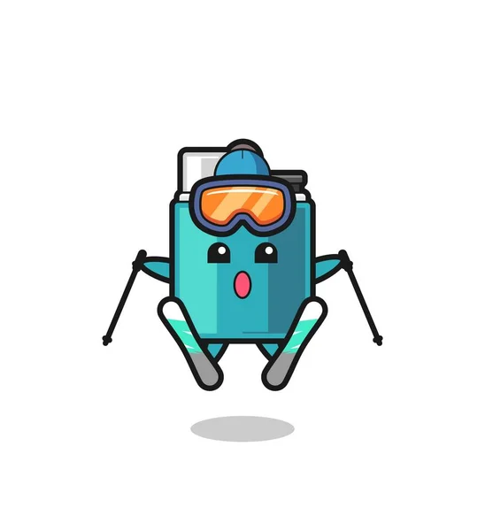 Personaje Mascota Más Ligero Como Jugador Esquí Lindo Diseño — Archivo Imágenes Vectoriales