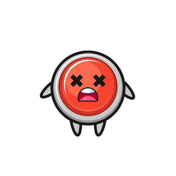 死んだ緊急パニックボタンのマスコットキャラクターかわいいデザイン — ストックベクタ