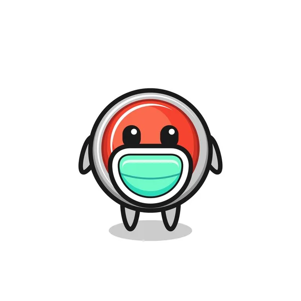 仮面をつけたかわいい緊急パニックボタン漫画かわいいデザイン — ストックベクタ