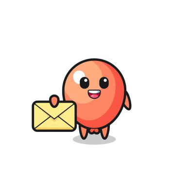 Sarı bir harf taşıyan balon çizimi, şirin bir tasarım.