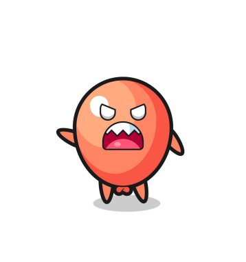 Sevimli balon karikatürü, çok kızgın bir poz, şirin tasarım.