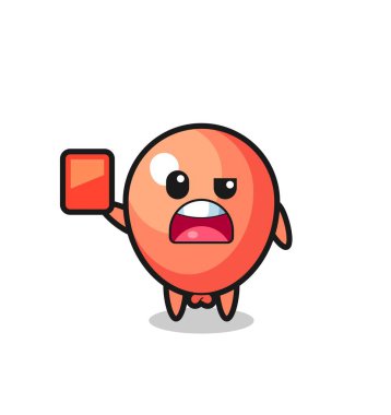 Hakem olarak sevimli balon maskotu kırmızı kart veriyor, şirin tasarım.