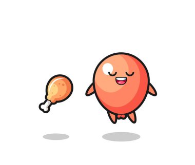 Tatlı balon yüzüyor ve cezbedici çünkü kızarmış tavuk, şirin tasarım