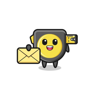 Sarı bir harf taşıyan mezura çizimi, şirin bir tasarım.