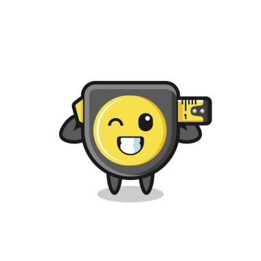 Kas ölçüsü karakteri kaslarını gösteriyor, şirin bir tasarım.