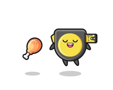 Sevimli mezura yüzüyor ve cezbedici çünkü kızarmış tavuk, şirin tasarım