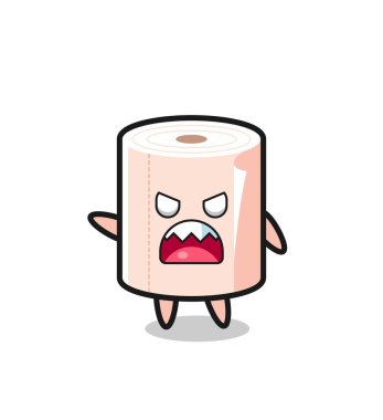 Çok kızgın bir duruşta sevimli bir çizgi film, şirin bir tasarım.