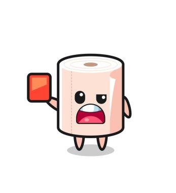 Hakem olarak sevimli bir maskot kırmızı kart veriyor, şirin tasarım.