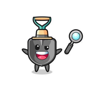 Bir davayı çözmeyi başaran bir dedektif olarak kürek maskotunun çizimi, şirin bir tasarım.