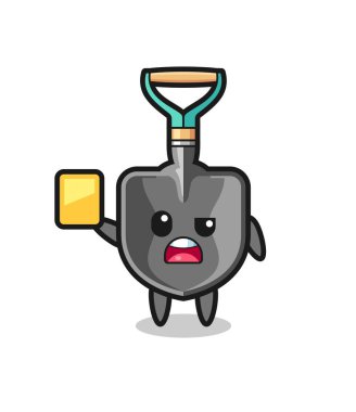 Futbol hakemi olarak çizgi film karakteri sarı kart veriyor, şirin bir tasarım.