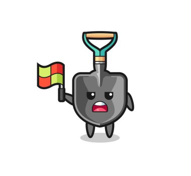 Çizgi hakemi olarak kürek karakteri bayrağı asıyor, şirin tasarım.