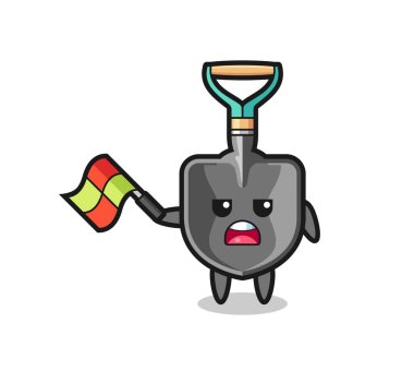 Kürek çizgi filmi, çizgi film yargıcı olarak bayrağı 45 derecelik açıyla kaldır, şirin tasarım.