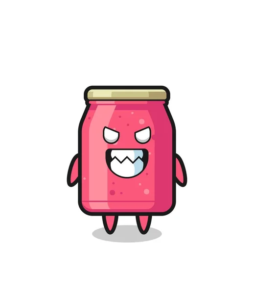 Expression Maléfique Mascotte Confiture Fraises Personnage Mignon Design Mignon — Image vectorielle